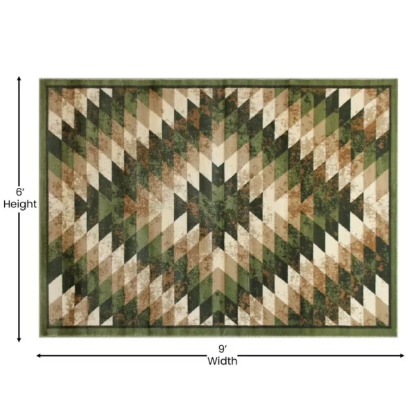 Teagan Collection Southwestern 6' x 9' Green Area Rug - Add Warmth and Style to Your Home Decor - Image 4