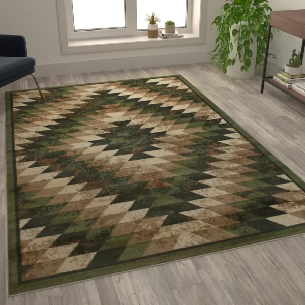 Teagan Collection Southwestern 6' x 9' Green Area Rug - Add Warmth and Style to Your Home Decor - Image 5
