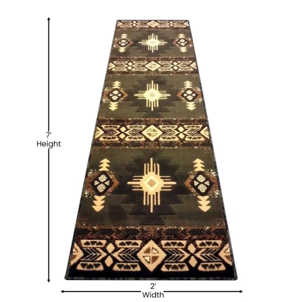 2' x 7' Sage Traditional Southwestern Area Rug - Olefin Fibers with Jute Backing - Image 4