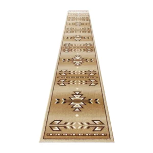 Lodi Collection Southwestern 3' x 16' Brown Area Rug - Olefin Rug for Home Decor