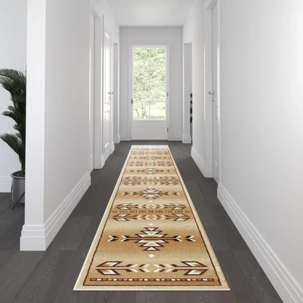 Lodi Collection Southwestern 3' x 16' Brown Area Rug - Olefin Rug for Home Decor - Image 2