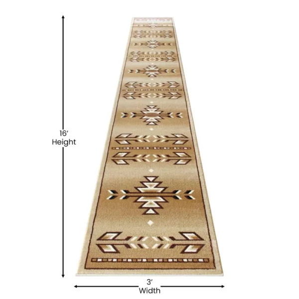 Lodi Collection Southwestern 3' x 16' Brown Area Rug - Olefin Rug for Home Decor - Image 4