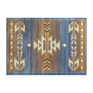 Lodi Collection Southwestern 4' x 5' Blue Area Rug