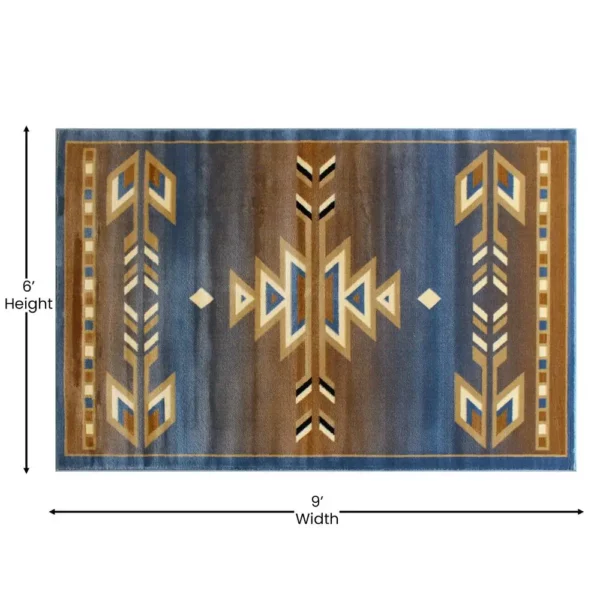 Lodi Collection Southwestern Blue Area Rug - Image 4