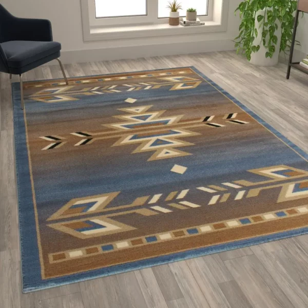 Lodi Collection Southwestern Blue Area Rug - Image 5