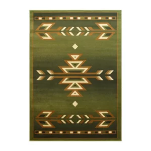 Lodi Collection Southwestern 8' x 10' Green Area Rug - Add Warmth and Style to Your Home