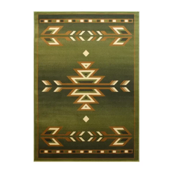 Lodi Collection Southwestern 8' x 10' Green Area Rug - Add Warmth and Style to Your Home