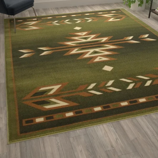 Lodi Collection Southwestern 8' x 10' Green Area Rug - Add Warmth and Style to Your Home - Image 5