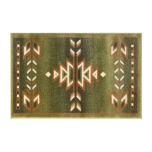 Lodi Collection Southwestern Area Rug - Green 2' x 3'