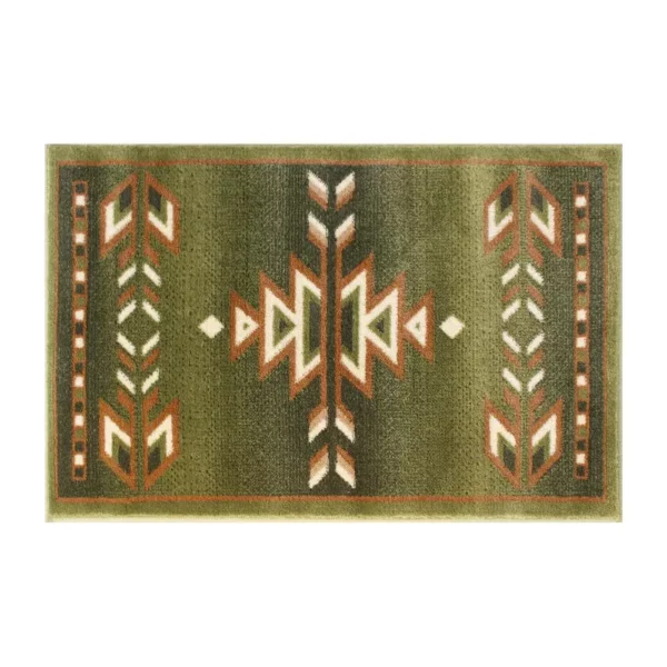 Lodi Collection Southwestern Area Rug - Green 2' x 3'