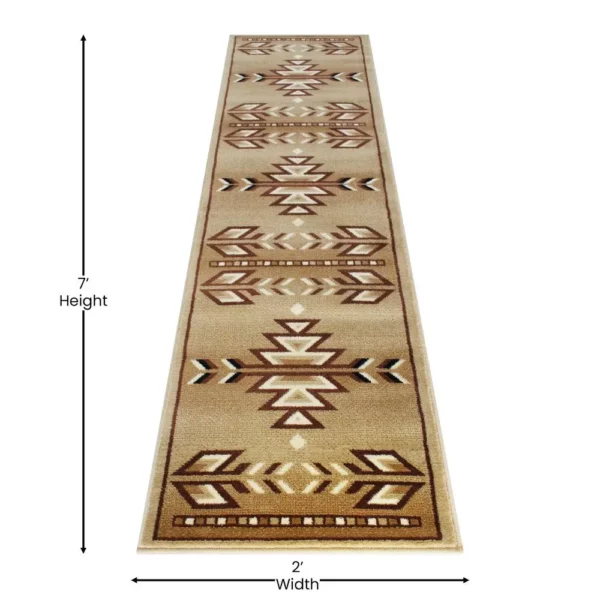 Lodi Collection Southwestern 2' x 7' Brown Area Rug - Image 4