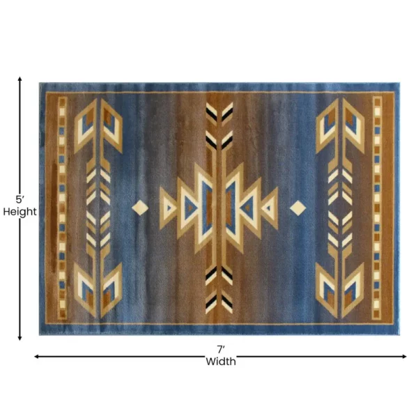 Lodi Collection Southwestern Blue Area Rug - Image 4