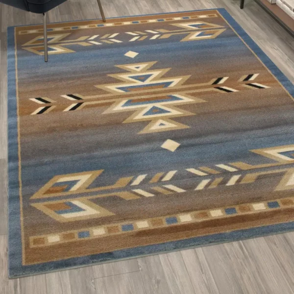 Lodi Collection Southwestern Blue Area Rug - Image 5