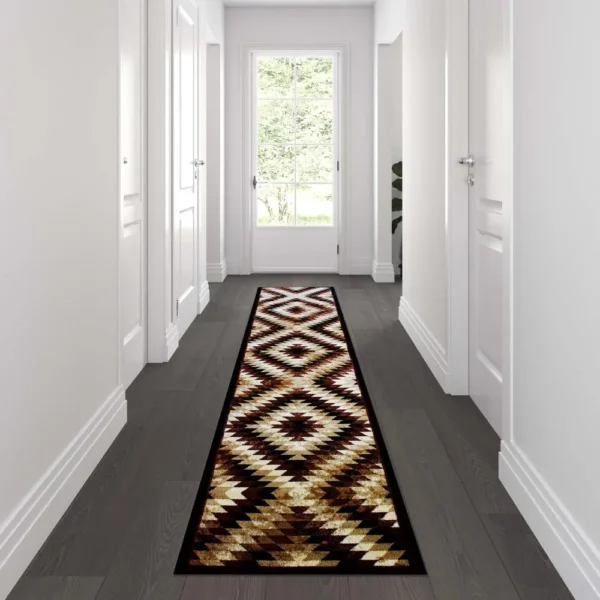 Teagan Collection Southwestern 2' x 11' Brown Area Rug - Image 2