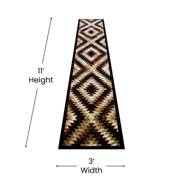 Teagan Collection Southwestern 2' x 11' Brown Area Rug - Image 4