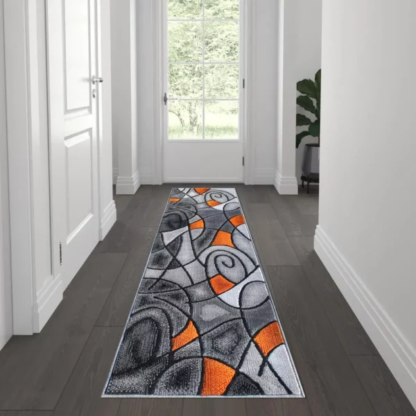 Orange Abstract Area Rug - Image 2