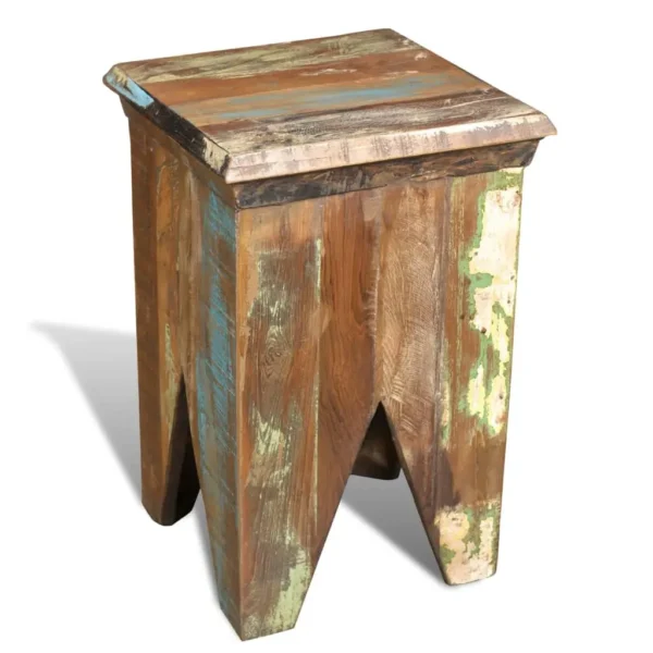 Vintage Stool Multicolor Reclaimed solid wood Compact - Image 2