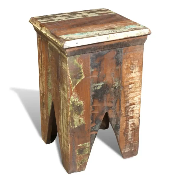 Vintage Stool Multicolor Reclaimed solid wood Compact - Image 3