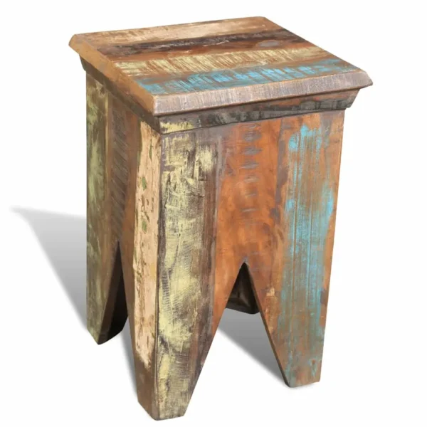 Vintage Stool Multicolor Reclaimed solid wood Compact - Image 4