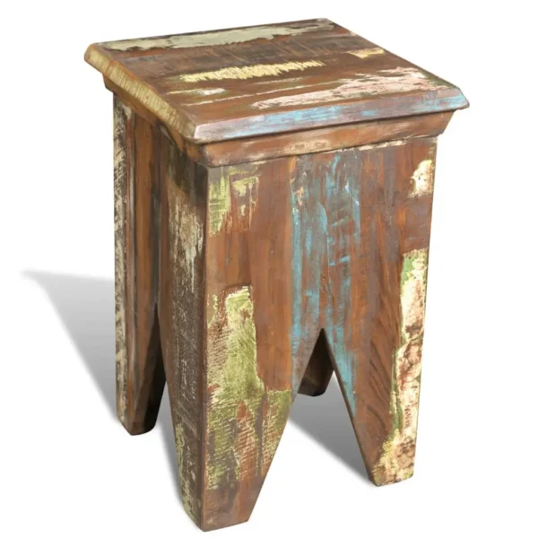 Vintage Stool Multicolor Reclaimed solid wood Compact - Image 5