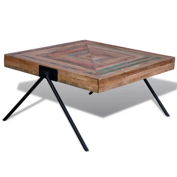 vidaXL Table Various shades of teak, Black Reclaimed teak wood, painted iron - Image 2