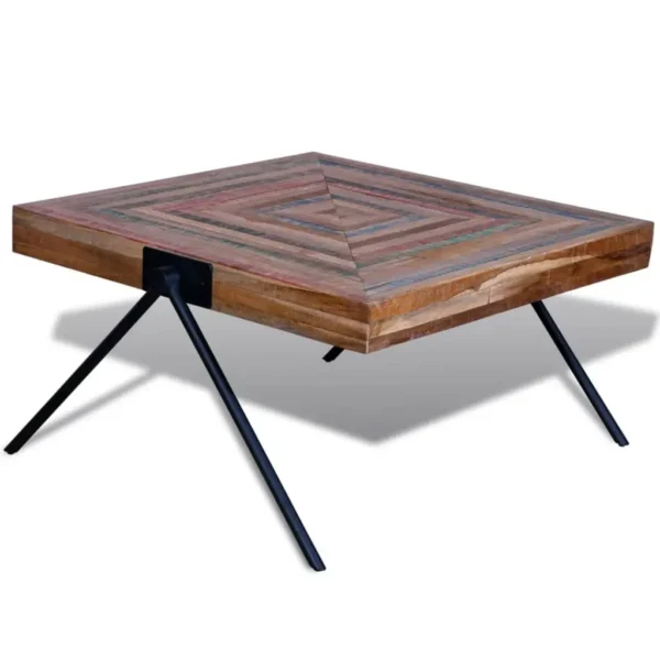 vidaXL Table Various shades of teak, Black Reclaimed teak wood, painted iron - Image 3
