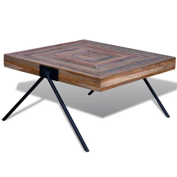vidaXL Table Various shades of teak, Black Reclaimed teak wood, painted iron - Image 4