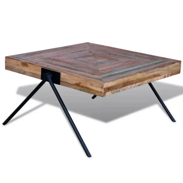 vidaXL Table Various shades of teak, Black Reclaimed teak wood, painted iron - Image 5