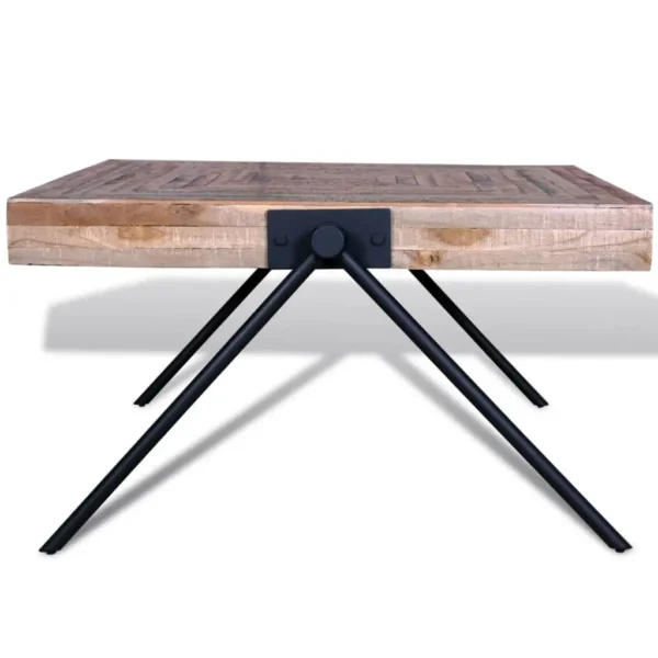 vidaXL Table Various shades of teak, Black Reclaimed teak wood, painted iron - Image 6