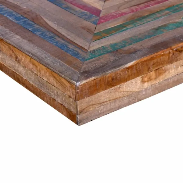 vidaXL Table Various shades of teak, Black Reclaimed teak wood, painted iron - Image 7