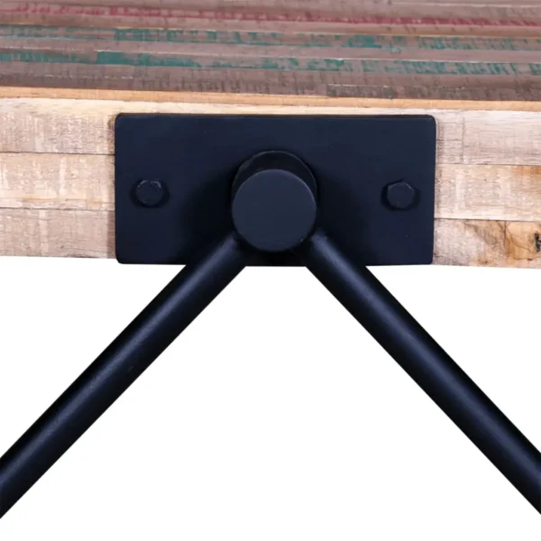 vidaXL Table Various shades of teak, Black Reclaimed teak wood, painted iron - Image 8