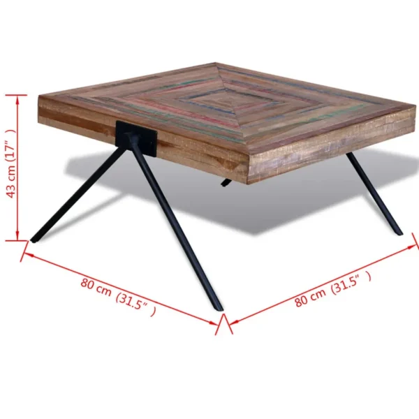 vidaXL Table Various shades of teak, Black Reclaimed teak wood, painted iron - Image 9