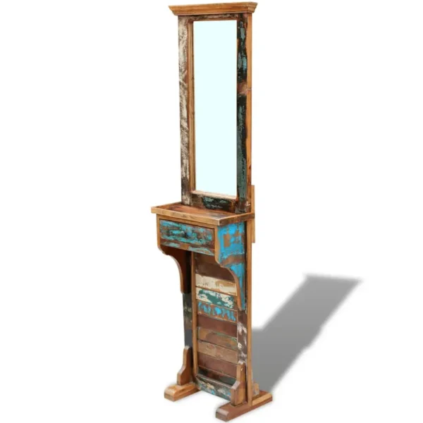 Hall Mirror Varied natural wood tones Solid Reclaimed Wood and Glass - Image 2