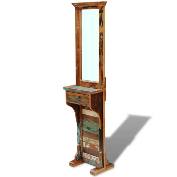 Hall Mirror Varied natural wood tones Solid Reclaimed Wood and Glass - Image 3