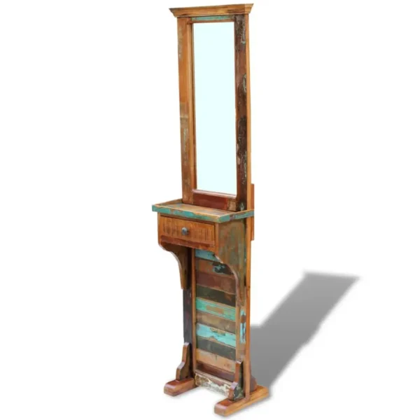 Hall Mirror Varied natural wood tones Solid Reclaimed Wood and Glass - Image 4