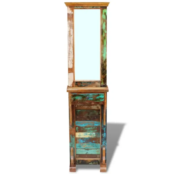 Hall Mirror Varied natural wood tones Solid Reclaimed Wood and Glass - Image 6