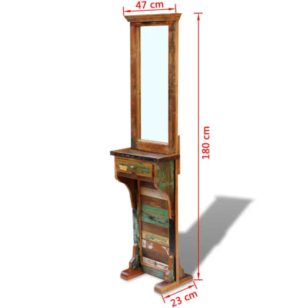 Hall Mirror Varied natural wood tones Solid Reclaimed Wood and Glass - Image 9