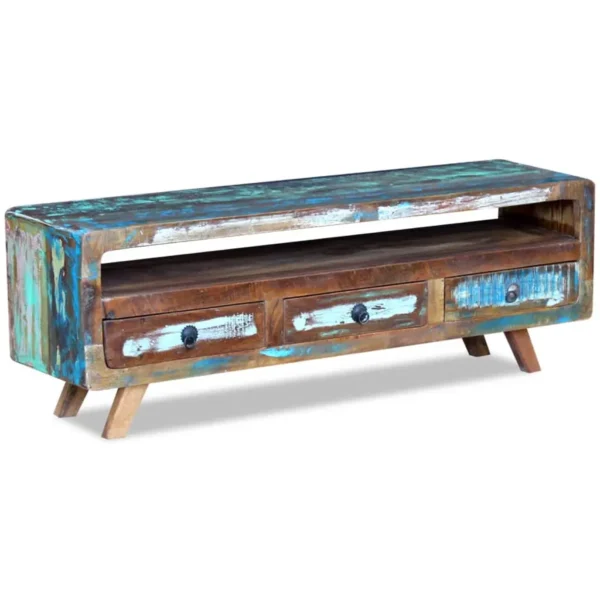  TV Cabinet Multicolor Solid reclaimed wood Medium TV Cabinet - Image 2