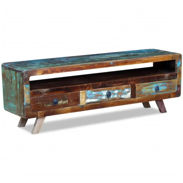  TV Cabinet Multicolor Solid reclaimed wood Medium TV Cabinet - Image 4