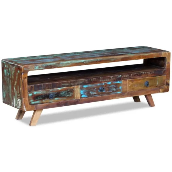  TV Cabinet Multicolor Solid reclaimed wood Medium TV Cabinet - Image 5