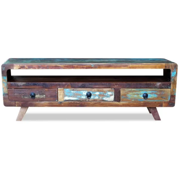  TV Cabinet Multicolor Solid reclaimed wood Medium TV Cabinet - Image 6