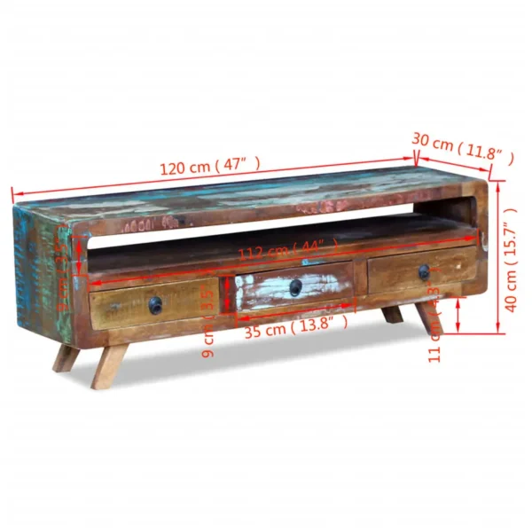  TV Cabinet Multicolor Solid reclaimed wood Medium TV Cabinet - Image 8