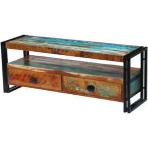 TV Cabinet Multicolor Solid reclaimed wood, Steel Medium