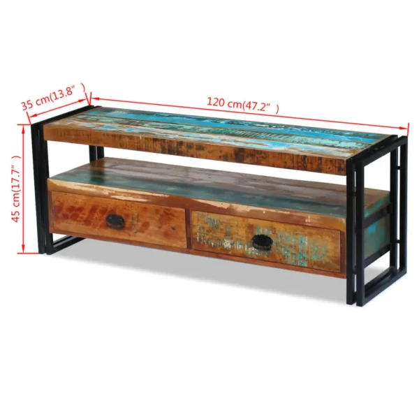 TV Cabinet Multicolor Solid reclaimed wood, Steel Medium - Image 8