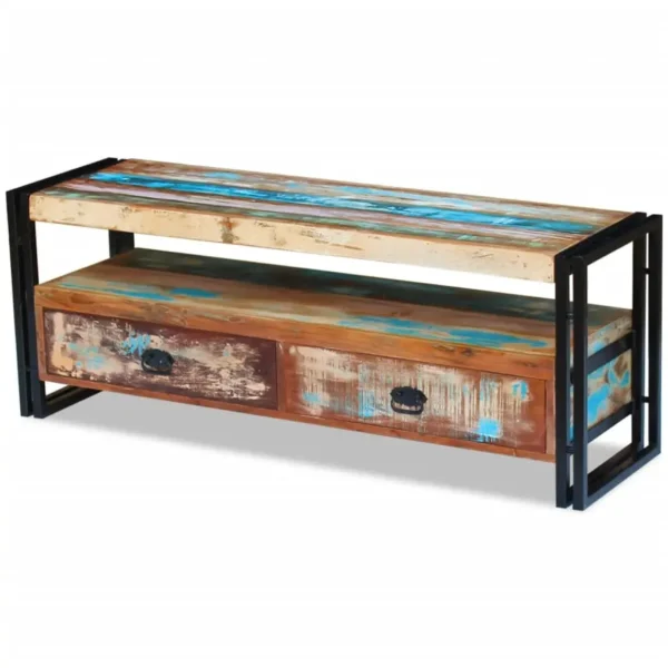 TV Cabinet Multicolor Solid reclaimed wood, Steel Medium - Image 9