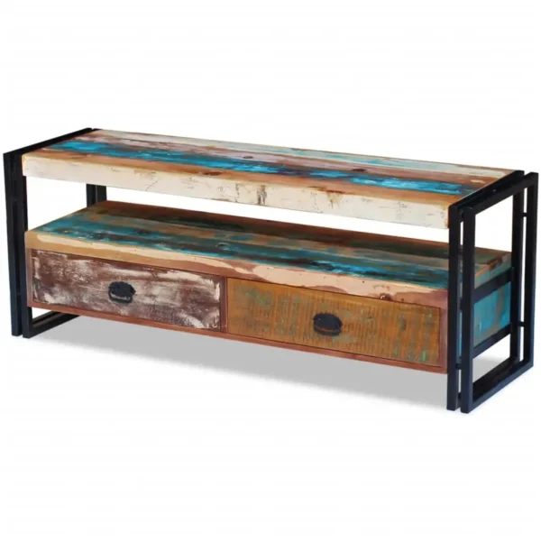 TV Cabinet Multicolor Solid reclaimed wood, Steel Medium - Image 10