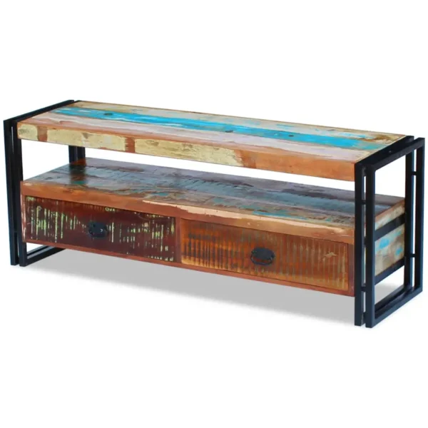 TV Cabinet Multicolor Solid reclaimed wood, Steel Medium - Image 12