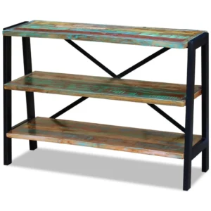  Side Table Multicolor Reclaimed wood and steel Small