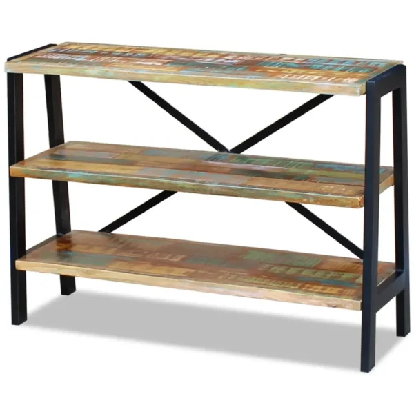  Side Table Multicolor Reclaimed wood and steel Small - Image 3
