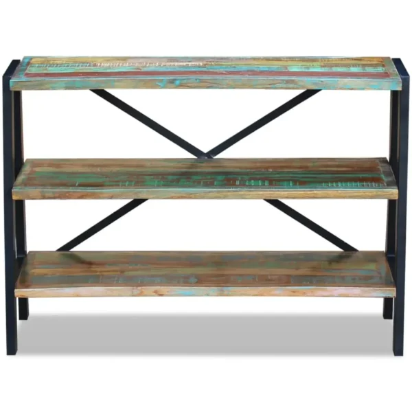  Side Table Multicolor Reclaimed wood and steel Small - Image 4